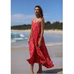 🌸XIX Palms Miami Hot Floral Sleeveless Tiered Flowy Maxi Dress #Pk